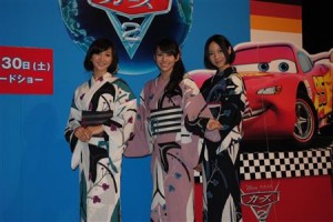 Ｐｅｒｆｕｍｅが、浴衣姿で「カーズ２」をＰＲ　のっち、「メーターも“ぐっさん”も大好き」